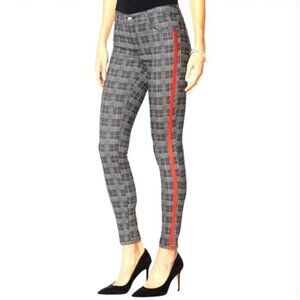 New Skinnygirl Black Skye Plaid  Skinny Red Stripe Jeans Mid-rise  00 24